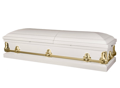 Orion Series | White and Gold Steel Casket with White Interior - Titan Casket