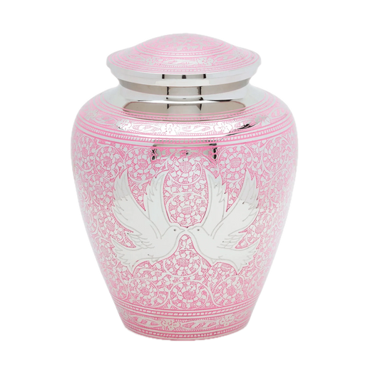 Dove Brass Urns - Pink Loving Doves