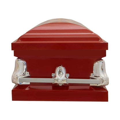 Orion Series | Red Steel Casket with White Interior - Titan Casket