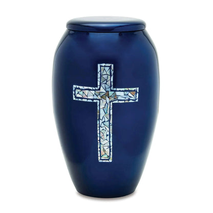 Designer Pet Urn - Blue Cross