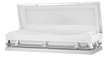 Full Couch Orion Series | White Steel Casket with White Interior