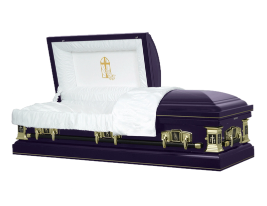 Purple Cross | Purple Steel Religious Casket