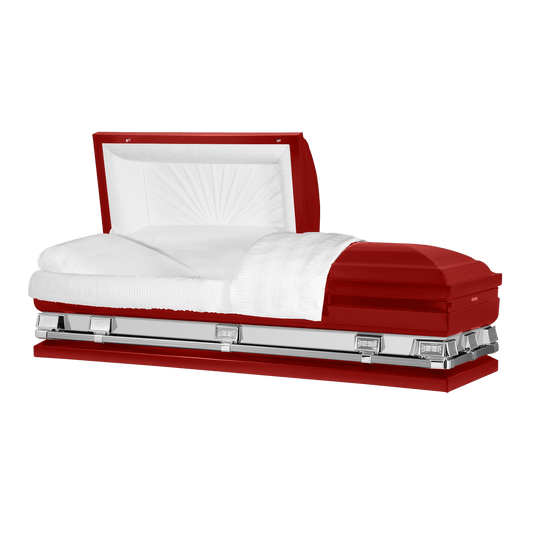 Reflections XL | Red Steel Oversize Casket with White Interior - Titan Casket