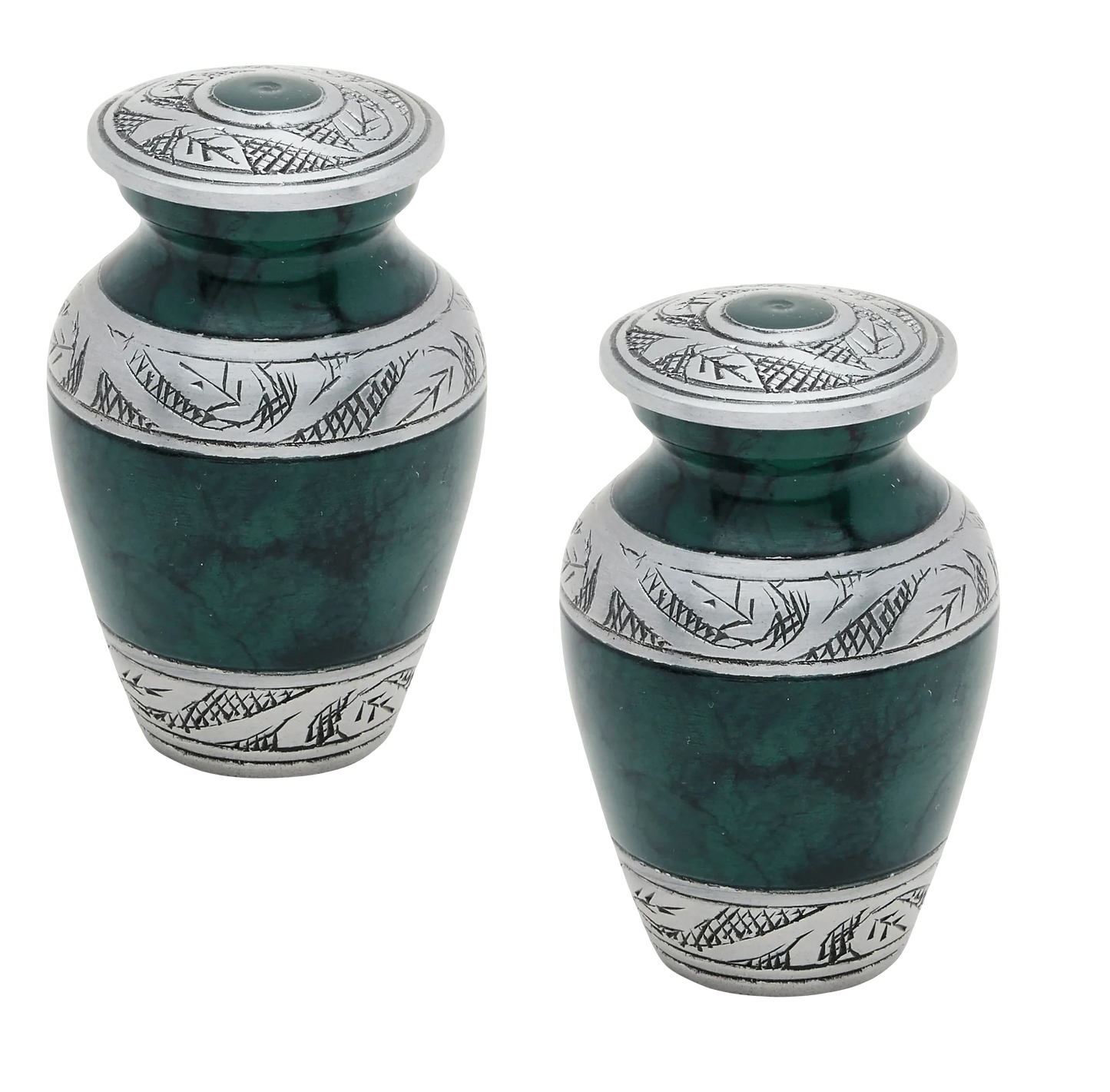 Pair of Keepsake Urns - Green | Colorful Keepsake Urns