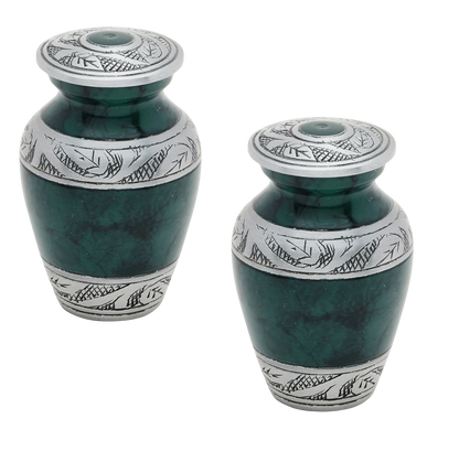 Pair of Keepsake Urns - Green | Colorful Keepsake Urns