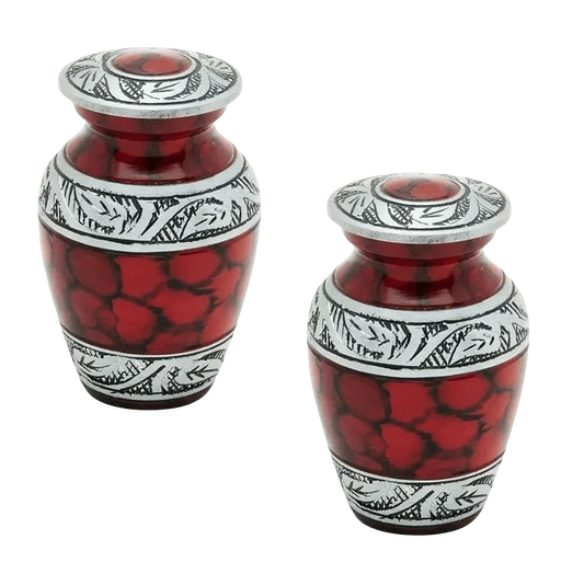 Pair of Keepsake Urns - Red | Colorful Keepsake Urns