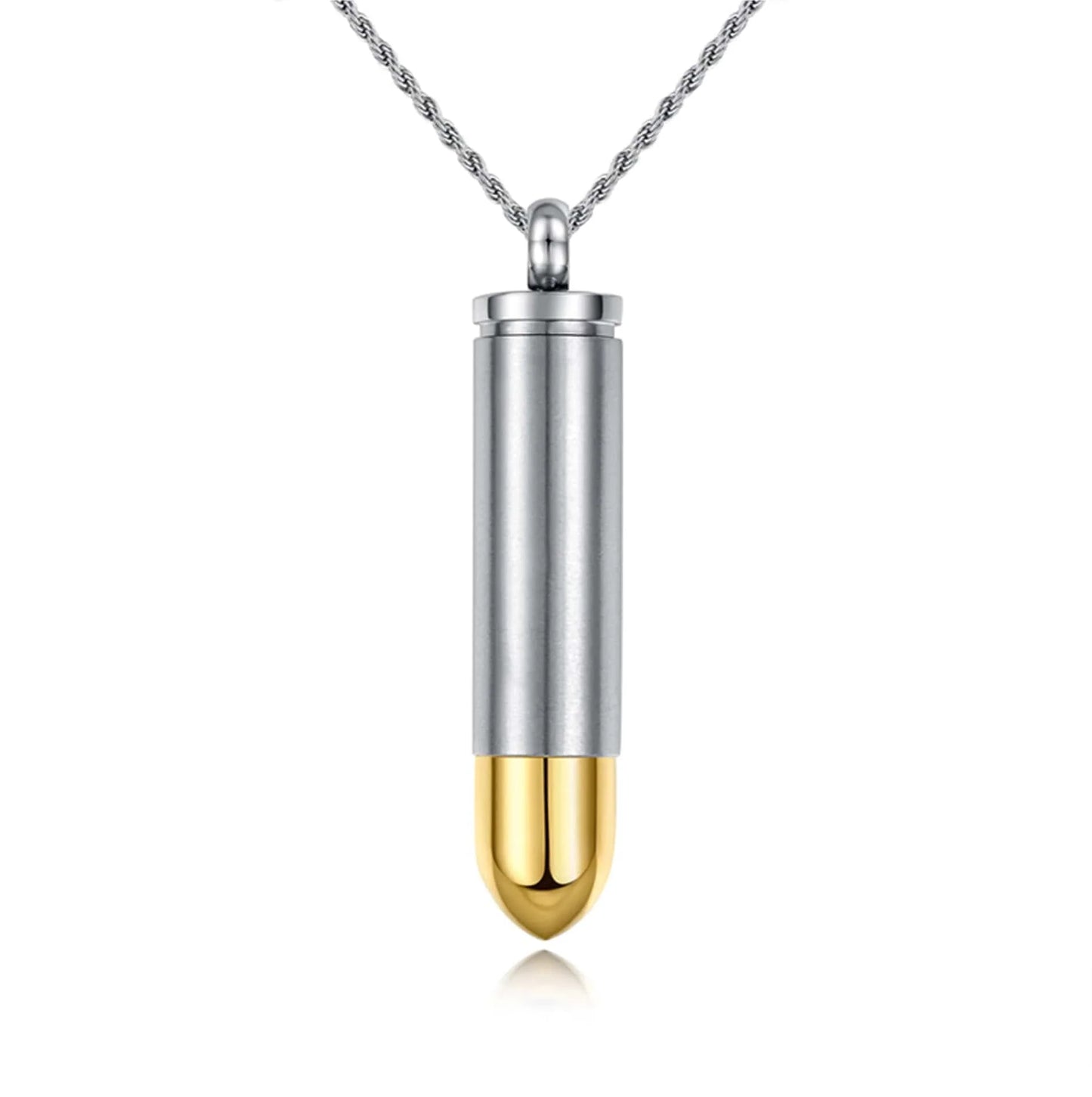 Two Tone Bullet Cremation Urn Pendant