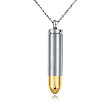 Two Tone Bullet Cremation Urn Pendant