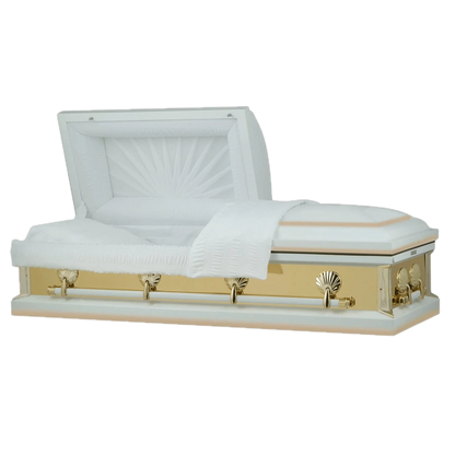 Reflections Series | White and Gold Steel Casket with White Interior
