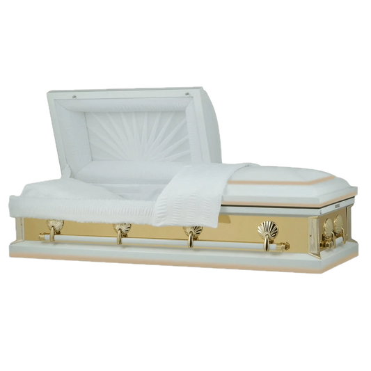 Reflections Series | White and Gold Steel Casket with White Interior
