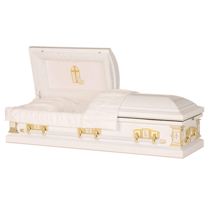 White Cross | White Steel Religious Casket