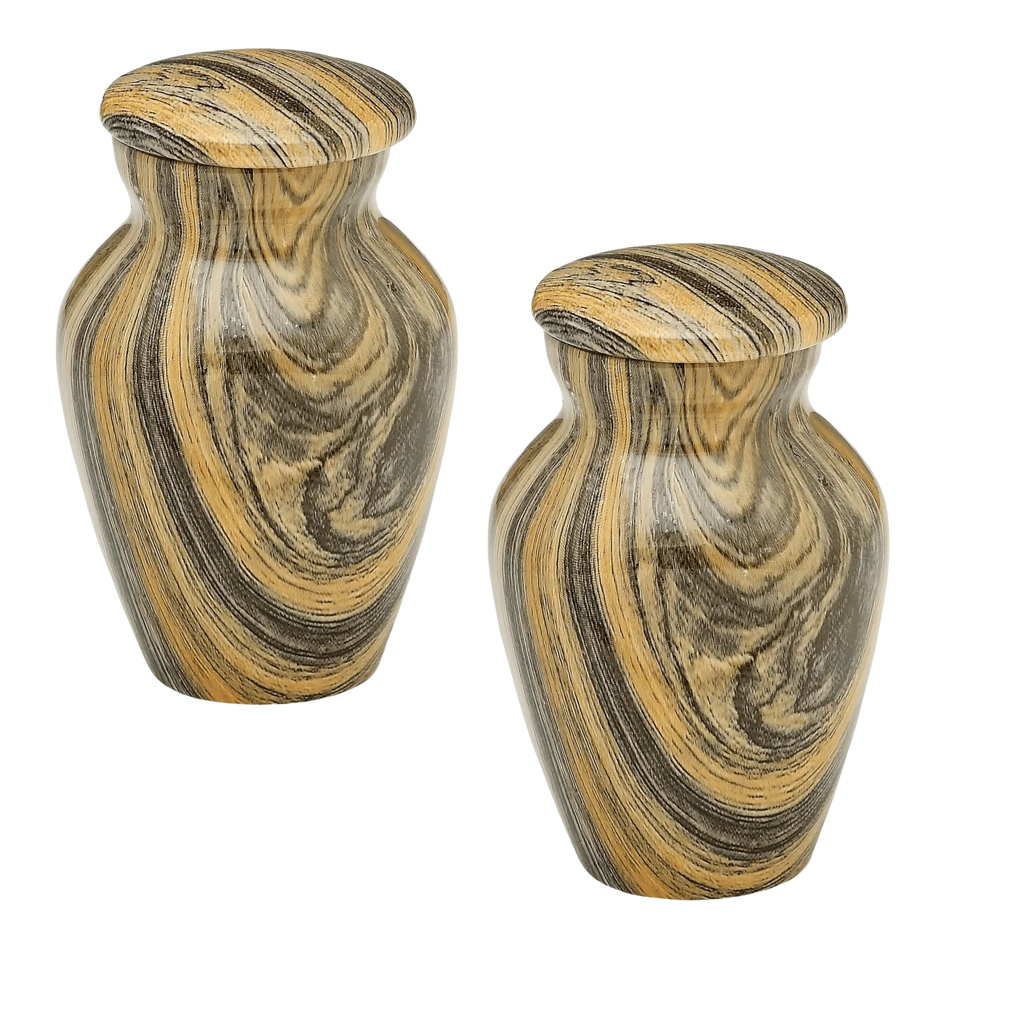 Pair of Keepsake Urns - Weather Woody | Hydro-Painted Keepsake Urns