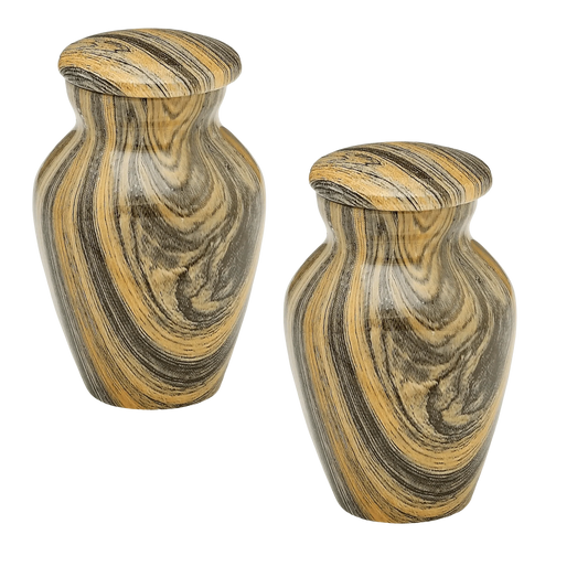 Pair of Keepsake Urns - Weather Woody | Hydro-Painted Keepsake Urns